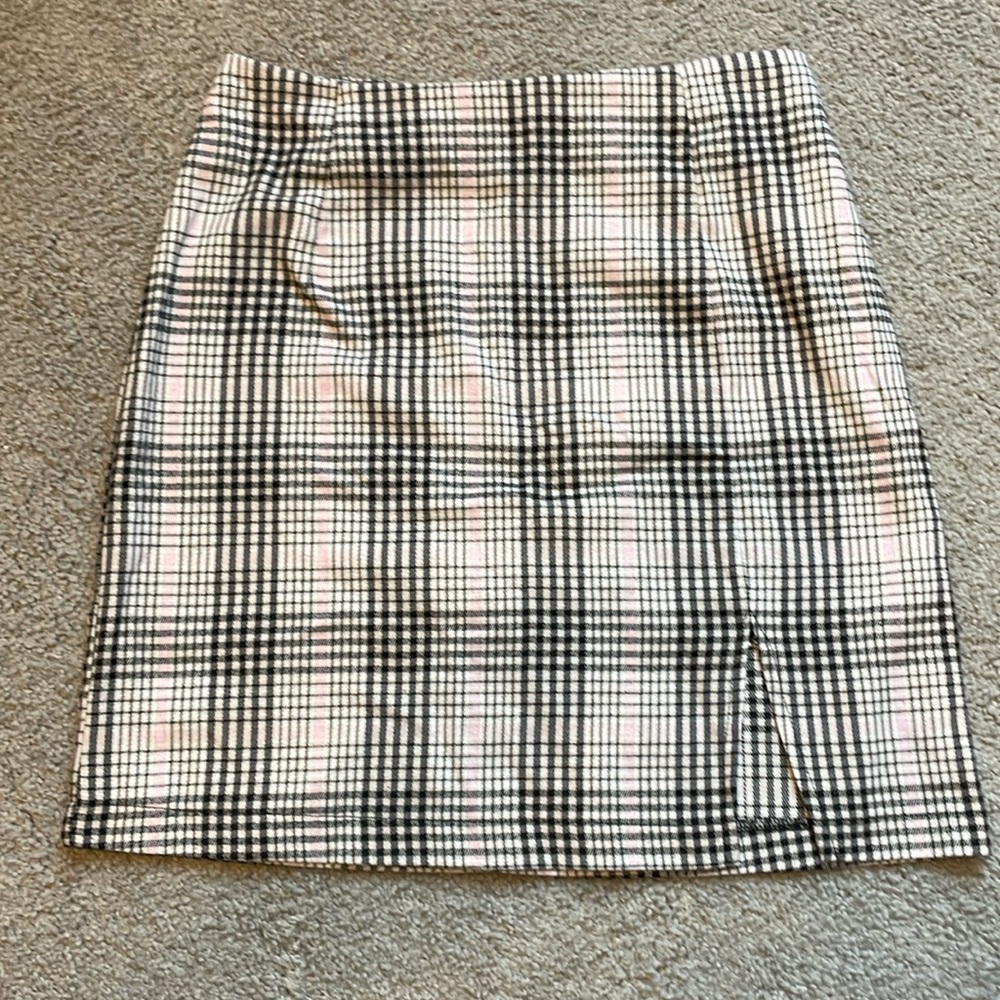 Wild Fable Plaid Pink Cream and Black Mini Skirt Size 0